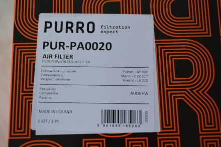 PURPA0020 PURRO Фільтр повітряний PUR-PA0020 Purro