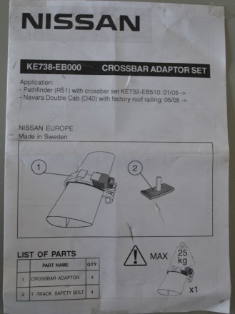 KE738EB000 Nissan Кріпления для поперечин