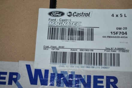 15f704 Ford Мастило моторне синтетичне Magnatec 0W-20 5л (WSS-M2C954-A1)