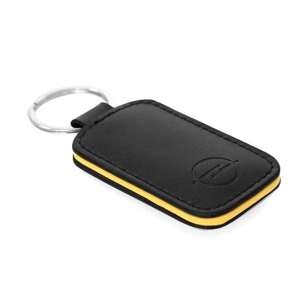 OC11175 Verticas Брелок для ключів шкіряний чорний з жовтою смугою, Opel