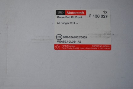 2138027 Ford Колодки гальмівні передні Motorcraft &quot;Ranger 2011-&quot;(не актуальний)