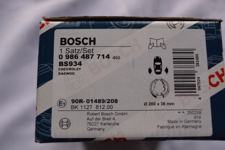 0986487714 Bosch Колодки гальмівні барабанні 0 986 487 714 Bosch
