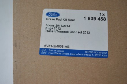 1809458 Ford Задні гальмівні колодки FOCUS 11-/KUGA 13-